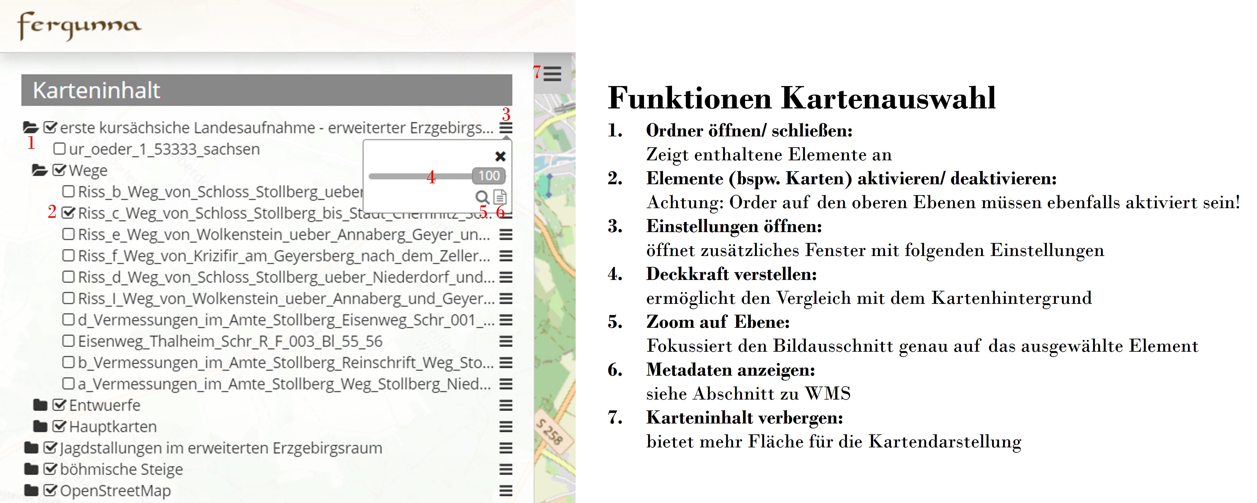 Funktionen Kartenauswahl